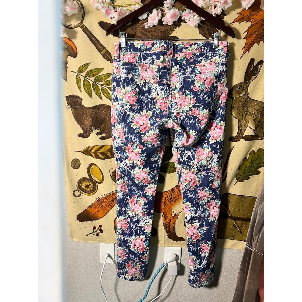 Seven7 Skinny Jeans Womens 8 Blue Floral Print Slim Fit Denim - Picture 2 of 6